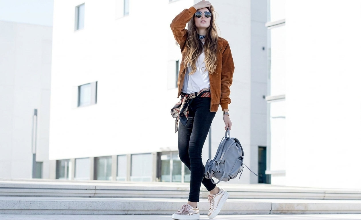 Bomber daim femme