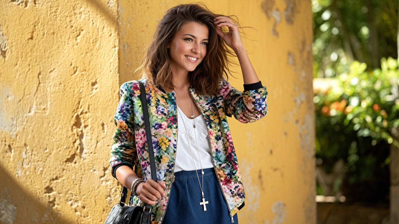 Bomber fleuri femme