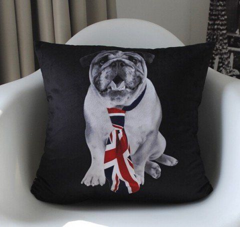 coussin impression bouledogue