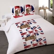 housse de couette drapeau anglais et chien